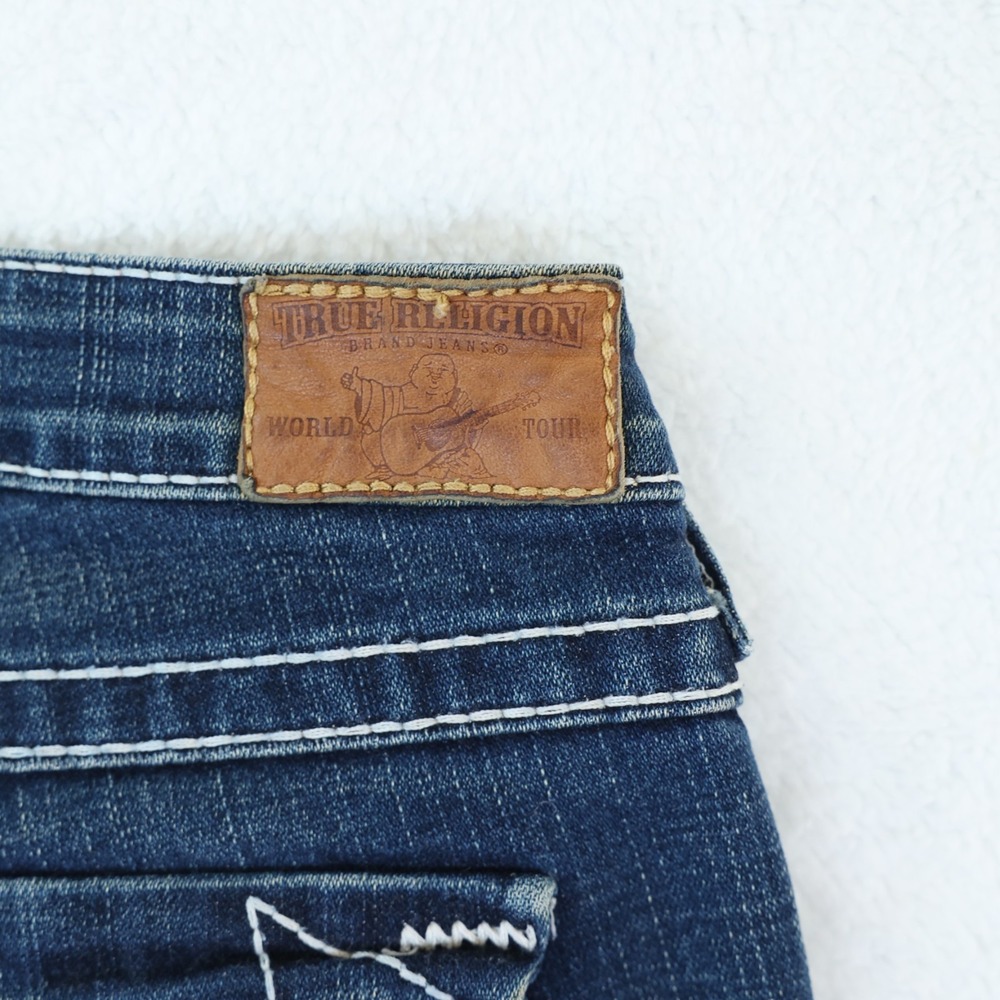 True Religion Josie Shorts Women's 28 Blue Dark Wash Denim Cuffed Flap Pockets - Picture 6 of 13